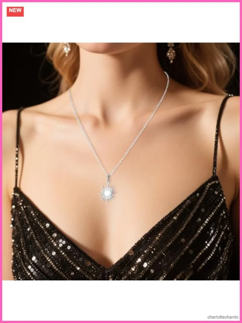 Stainless Steel Solar Charm Pendant Necklace Minimalist Summer Surfer Jewelry